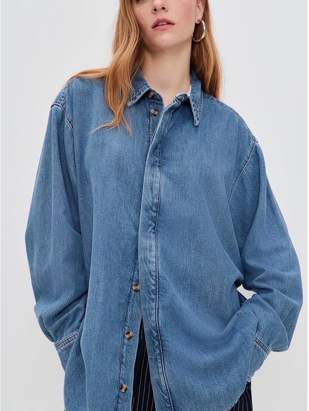 Good American Medium Blue Oversized Denim Jacket XXS/XS